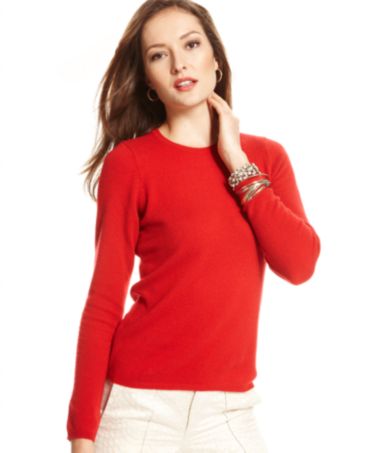 Charter Club Sweater, Long-Sleeve Cashmere Crew-Neck - Sweaters - Women ...
