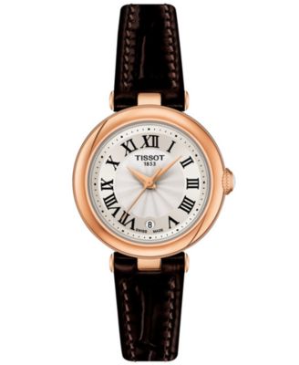 Женские швейцарские часы Tissot Bellissima на коричневом кожаном ремешке 26 мм