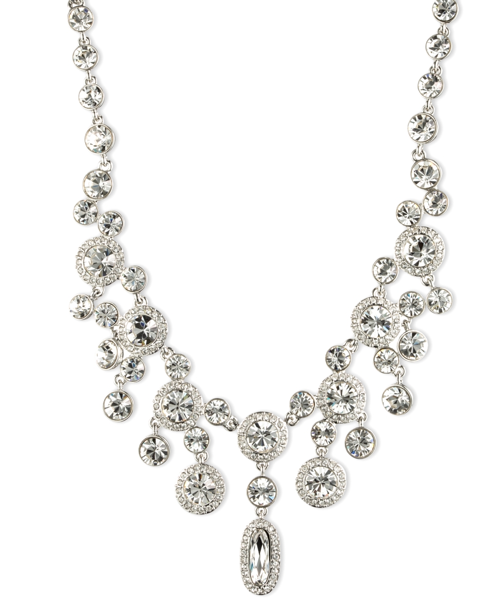 Givenchy Silver Tone Crystal Statement Necklace   Women