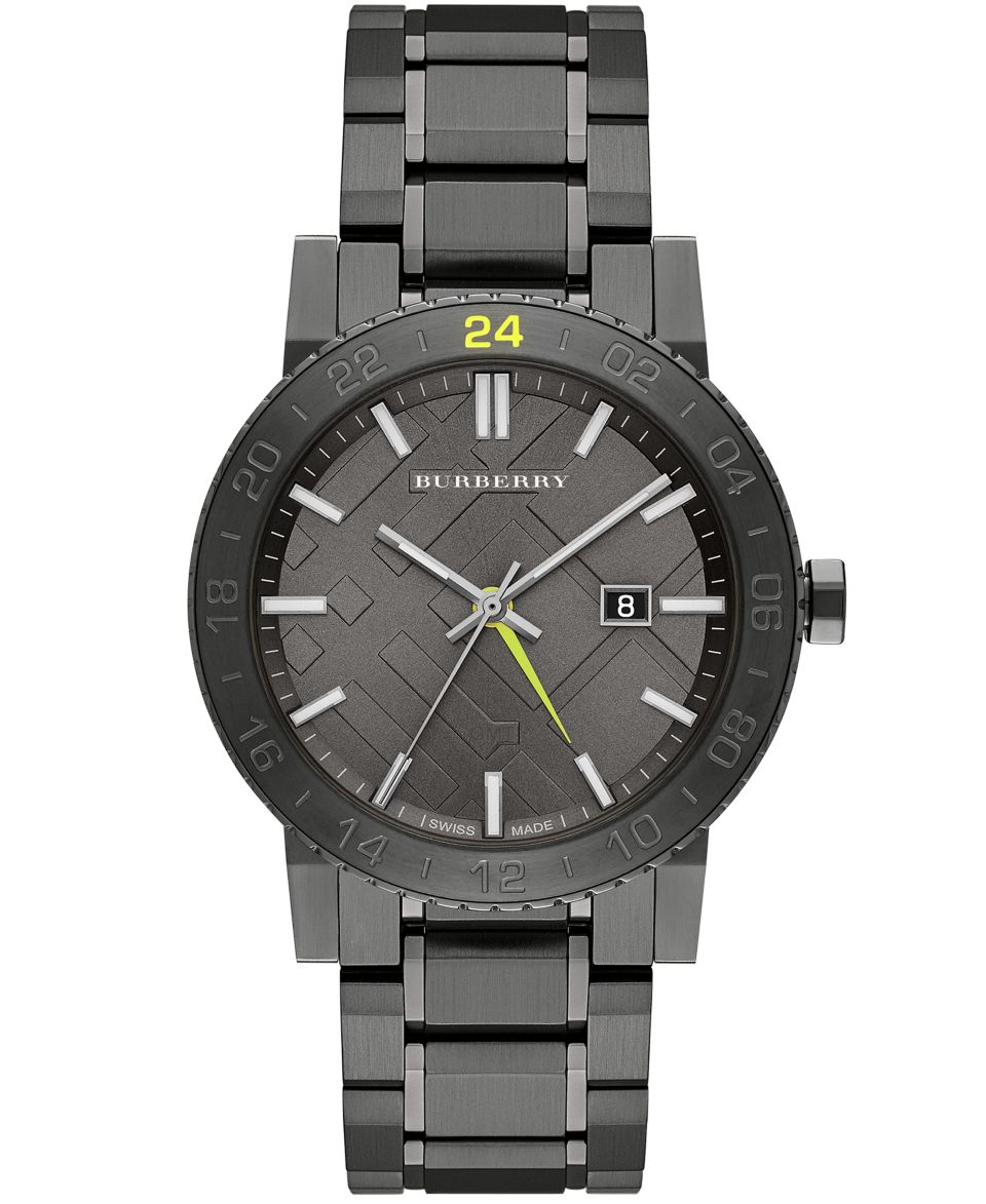 Burberry Watch, Mens Swiss Chronograph Gray Ion Plated Stainless Steel Bracelet 42mm BU9354   Watches   Jewelry & Watches
