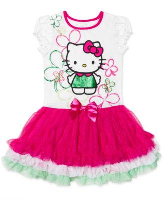 Hello Kitty Girls Dress, Little Girls Short-Sleeve Tutu Dress - Kids ...