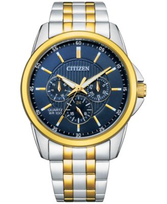 Мужские двухцветные часы Citizen с браслетом из нержавеющей стали диаметром 42 мм