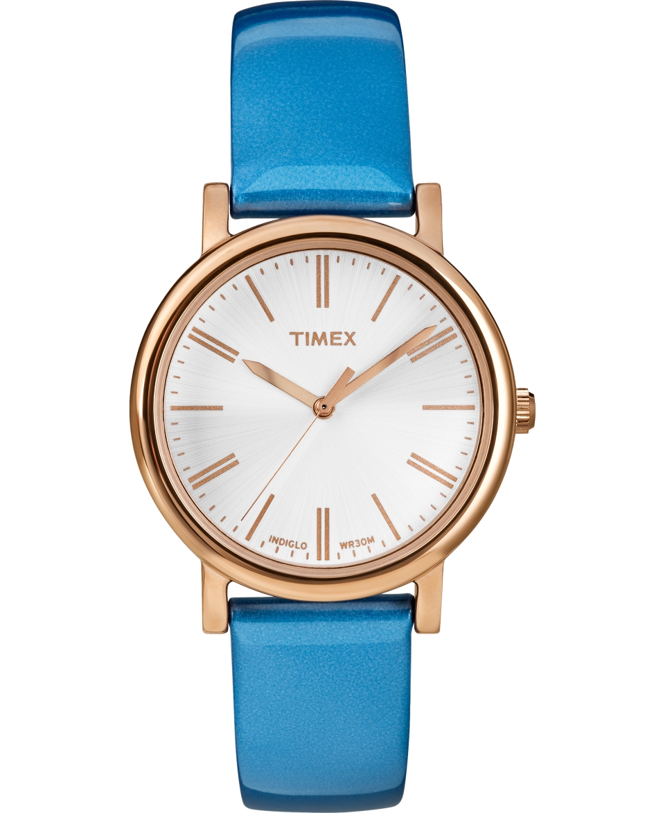 Timex Womens Originals Classic Blue Patent Leather Strap Watch 33mm T2P330AB   Watches   Jewelry & Watches