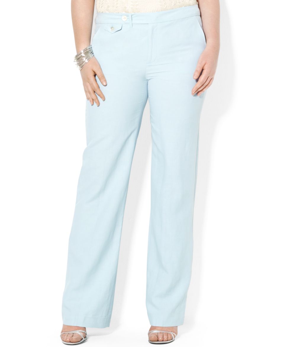 Lauren Ralph Lauren Plus Size Wide Leg Poplin Pants