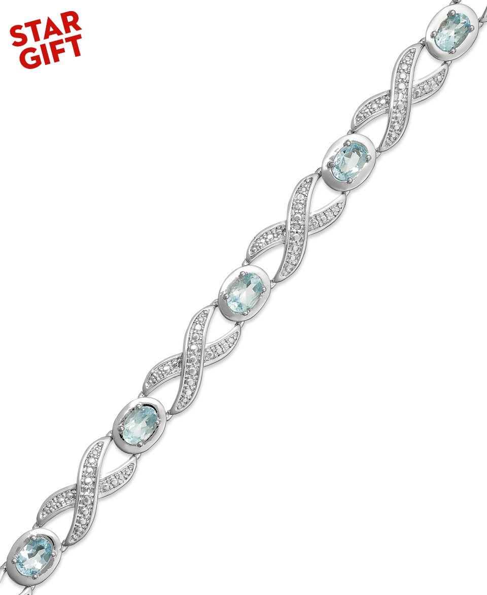 Victoria Townsend Sterling Silver Bracelet, Blue Topaz (3 ct. t.w.) and Diamond Accent   Bracelets   Jewelry & Watches