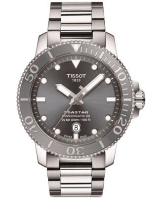 Мужские часы-браслет Tissot Seastar 1000 Powermatic 80 с автоподзаводом из нержавеющей стали 43 мм