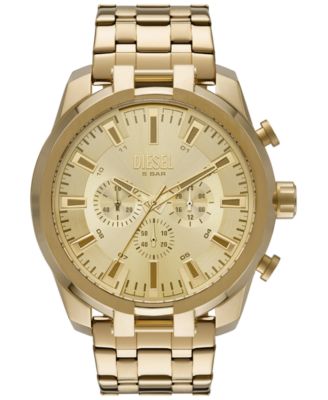 Мужские часы Diesel с хронографом и раздельным золотым браслетом из нержавеющей стали 51 мм