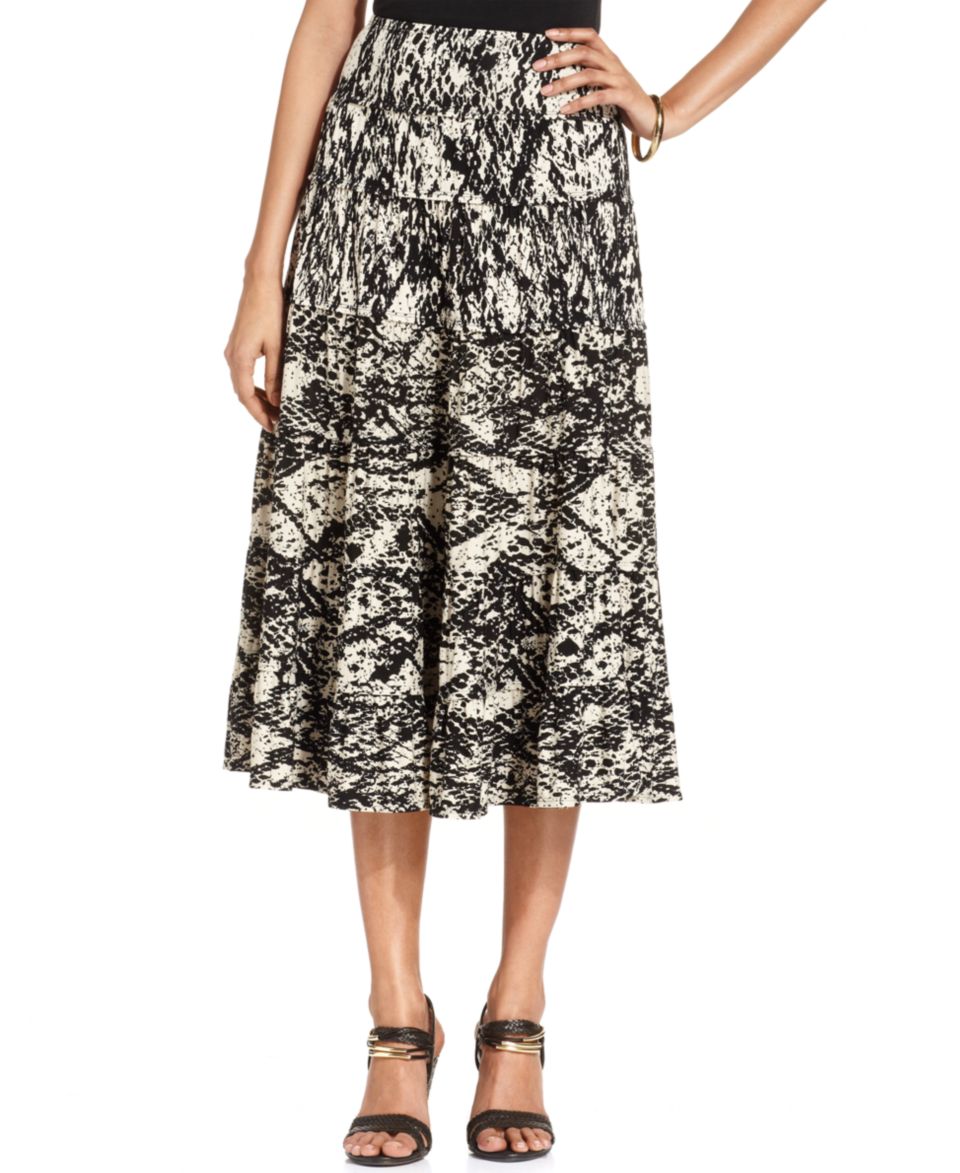 American Living Printed A Line Midi Skirt