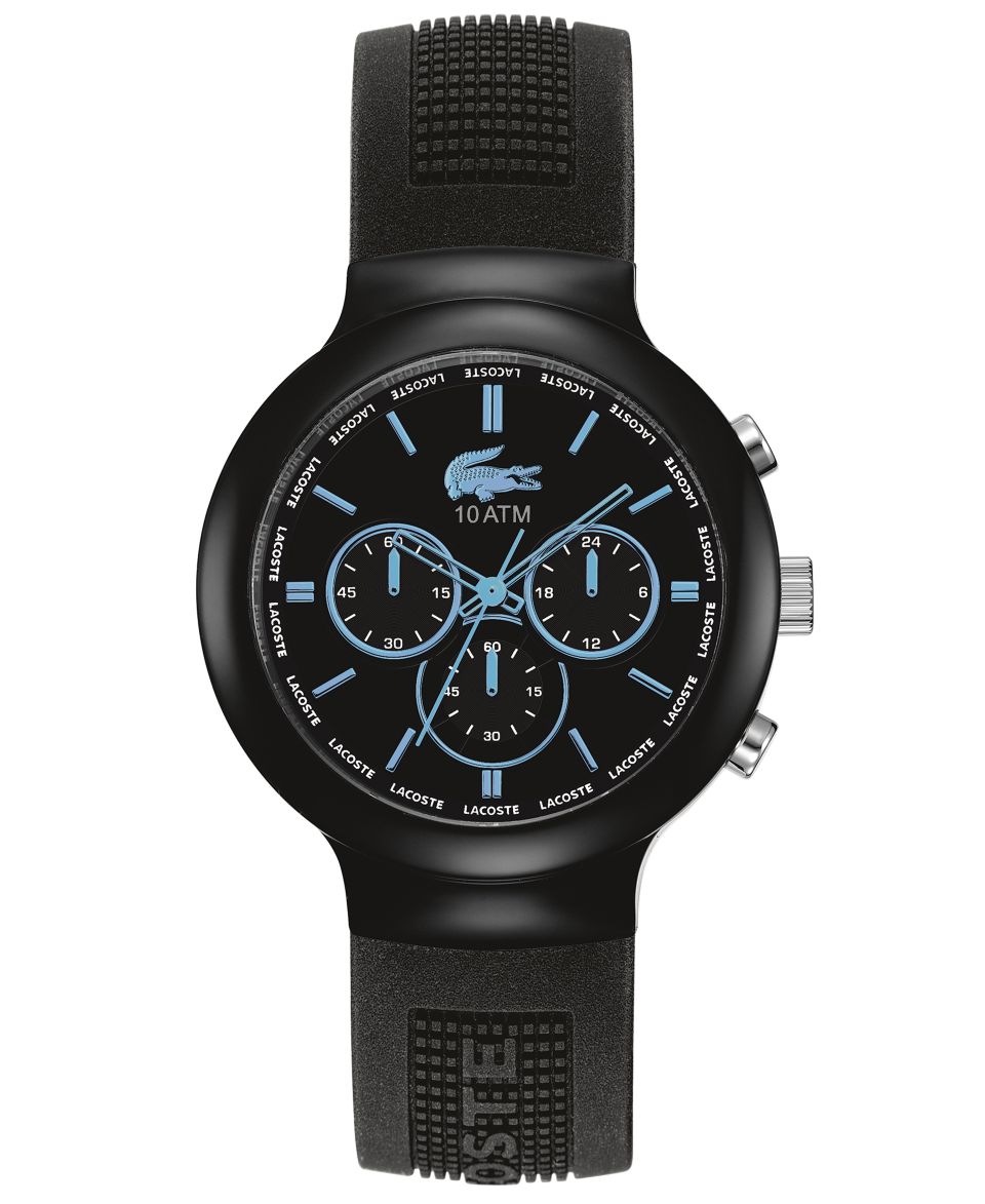 Lacoste LVE Watch, Mens Chronograph Borneo Black Silicone Strap 44mm 2010651   Watches   Jewelry & Watches