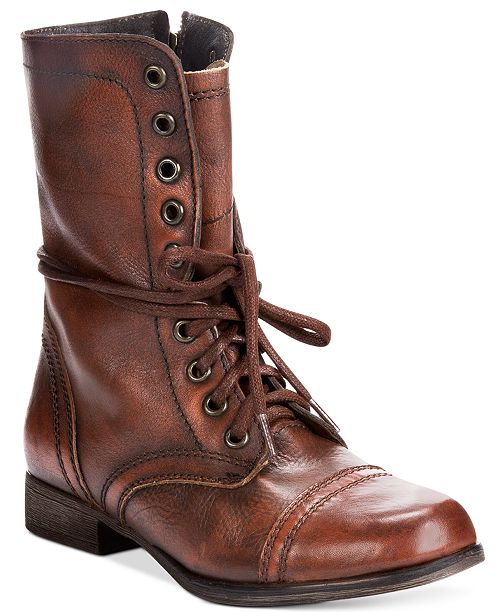 Steve Madden Women S Troopa Lace Up Combat Boots Reviews Boots Shoes Macy S
