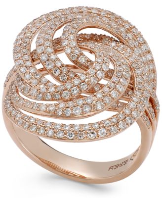 Pave Rose By Effy Diamond Spiral Ring In 14k Rose Gold (1-1/4 Ct. T.w ...