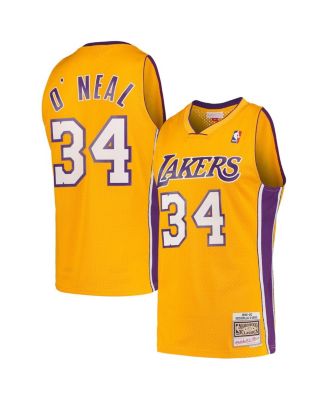 Мужская футболка Shaquille O'Neal Gold Los Angeles Lakers Hardwood Classics 1999-00 Swingman
