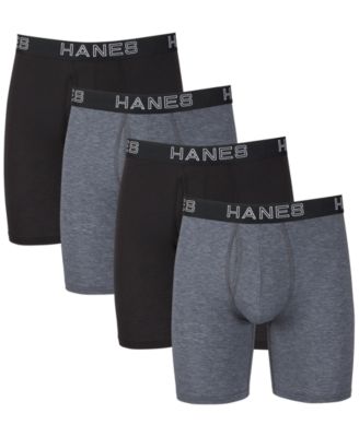 Мужские трусы-боксеры Hanes Ultimate ComfortFlex Fit 4-Pk. Впитывающие влагу трусы-боксеры с длинными штанинами