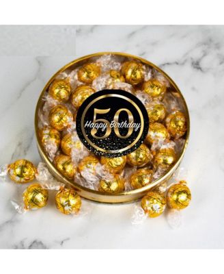 Подарочная коробка для конфет Just Candy на 50-летие с шоколадными трюфелями Lindor от Lindt, большая пластиковая банка с наклейкой, 24 штуки