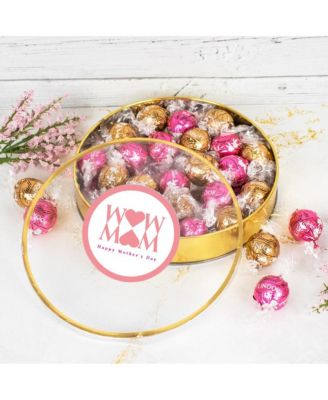 Подарочная коробка для конфет на День матери с шоколадными трюфелями Lindor от Lindt, большая пластиковая банка с наклейкой - Мама - От Just Candy