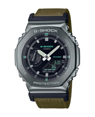 Мужские аналогово-цифровые часы G-Shock с зеленым тканевым ремешком и металлической крышкой, 44,4 мм, GM2100CB-3A