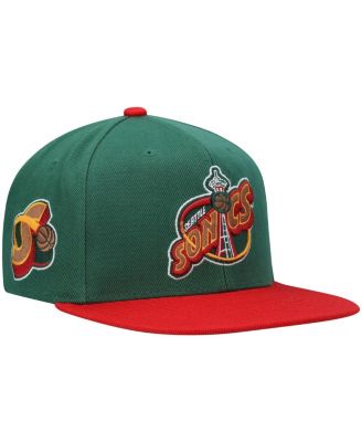 Мужская кепка Mitchell & Ness зеленого и красного цветов Seattle SuperSonics Hardwood Classics Snapback