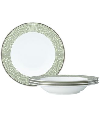 Набор суповых мисок Noritake Infinity Green Platinum из 4 предметов, 12 унций, на 4 персоны