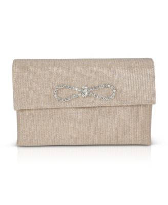 Жаккардовый клатч-конверт Jewel Badgley Mischka Womans Dakota Sparkle с бантиком из хрусталя 15890₽