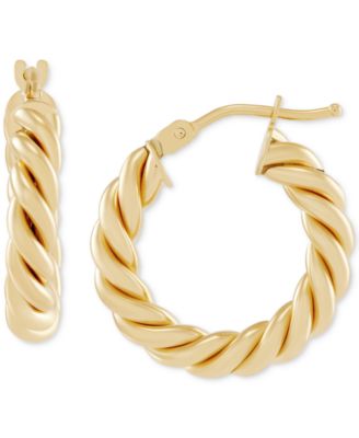 Серьги-кольца Italian Gold Twist 10k, 19 мм, золотые