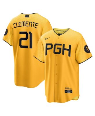 Мужская футболка Nike Roberto Clemente Gold Pittsburgh Pirates 2023 City Connect, точная копия футболки игрока