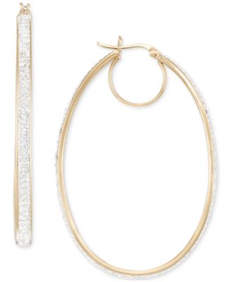 Серьги-кольца Macy's Crystal Pavé овальные, позолоченные