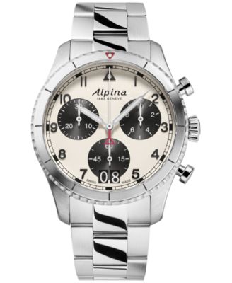 Мужские швейцарские часы Alpina с хронографом Startimer на ремешке из нержавеющей стали, браслет, 41 мм