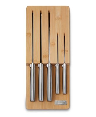 Набор ножей Joseph Joseph Elevate Steel Knives Bamboo Store из 5 предметов с выдвижным бамбуковым лотком для хранения