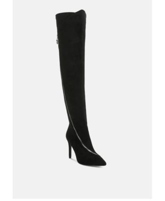 Длинный ботинок Rag and Co Womens Tsarina застегивается на молнию черного цвета