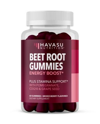 Havasu Nutrition Жевательные резинки из свеклы Havasu, обогащенные оксидом азота, для поддержания здоровой энергии и кровообращения, с экстрактом граната, 60 карат