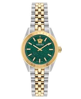 Женские швейцарские двухцветные часы-браслет из нержавеющей стали Versace 36 мм