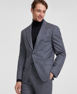 Мужской приталенный серый костюм из однотонной полушерстяной ткани Calvin Klein с отдельным пиджаком 90290₽