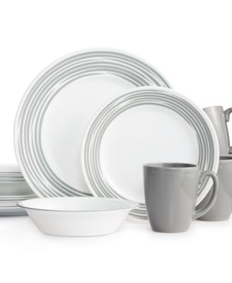 Corelle Brushed Silver 16-Pc. Dinnerware Set, Service For 4 & Reviews ...