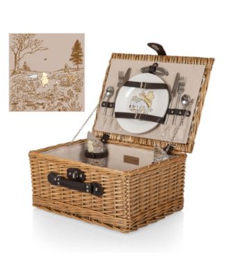 Классическая корзина для пикника с изображением диснеевского Винни-Пуха, сервиз на 2 персоны