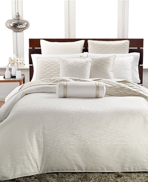 Hotel Collection Woven Texture Full Queen Duvet Cover White
