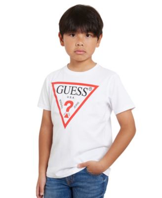 Классическая футболка с логотипом GUESS Big Boys из мягкого джерси с коротким рукавом белого цвета