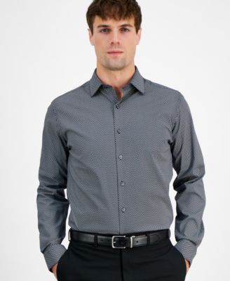 Мужская приталенная рубашка Alfani с гео-принтом регулирующим температуру созданная специально для Macys 6190₽