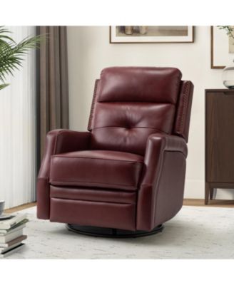 Широкое кресло-качалка Hulala Home Beatriz 28.74" из натуральной кожи на шарнирах