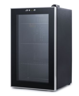 Холодильник для напитков BLACK+DECKER объемом 2,4 кубических фута с двойной стеклянной дверцей, вместимостью 76 банок
