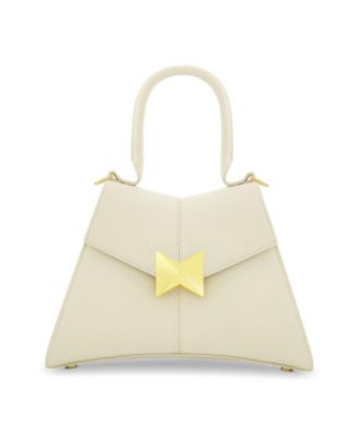 Маленькая кожаная сумочка Mac Duggal с золотой фурнитурой и угловатой верхней ручкой