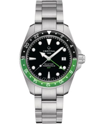 Мужские швейцарские часы Certina с автоматическим управлением DS Action GMT Powermatic 80, браслет из нержавеющей стали, 41 мм, без цвета