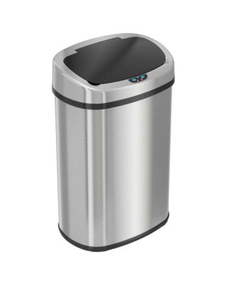 Овальное сенсорное мусорное ведро iTouchless из нержавеющей стали с фильтром для удаления запаха AbsorbX объемом 13 галлонов серебристого цвета