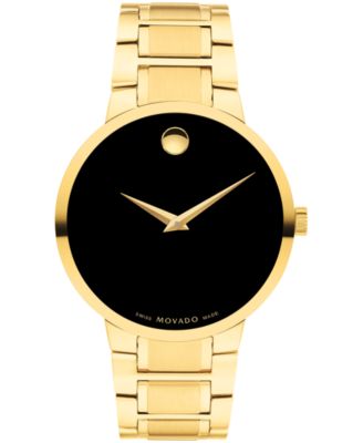 Мужское портфолио Movado Швейцарские кварцевые желтые Pvd часы 40 мм