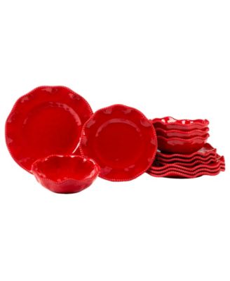 Сертифицированный международный набор посуды Perlette Red Melamine из 12 предметов, рассчитанный на 4 персоны