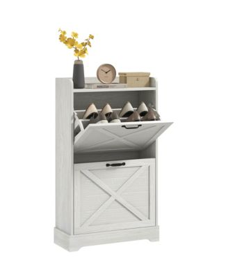 Тумба для обуви HOMCOM Slim с 2 выдвижными ящиками и регулируемыми полками,