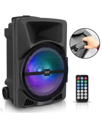 Внутренний / наружный громкоговоритель Pyle Bluetooth со встроенной перезаряжаемой батареей, мигающей подсветкой для вечеринок, считывателями MP3/USB/SD, FM-радио (800 Вт) черного цвета