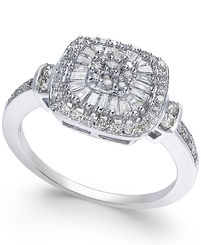 diamond vintage inspired ring 1 2 ct t w in 14k white gold yellow gold and rose gold