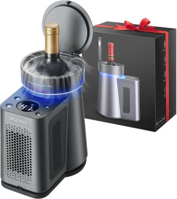 Охладитель вина JINJUNYE Wine Chiller Электрический Модернизированный Портативный охладитель вина на одну бутылку для бутылок красного, белого вина, шампанского, искрящегося вина, охладителя вина без льда, Кухни, квартиры, подарка любителю вина