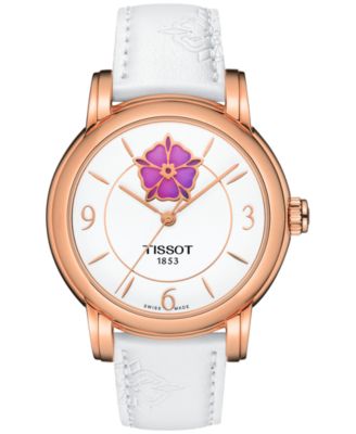 Женские швейцарские часы Tissot с автоматическим управлением Lady Heart Powermatic 80 на белом ремешке 35 мм