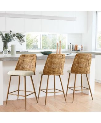 27-Дюймовые табуреты из искусственного ротанга Букле, набор из 3-х табуретов Maison Boucle